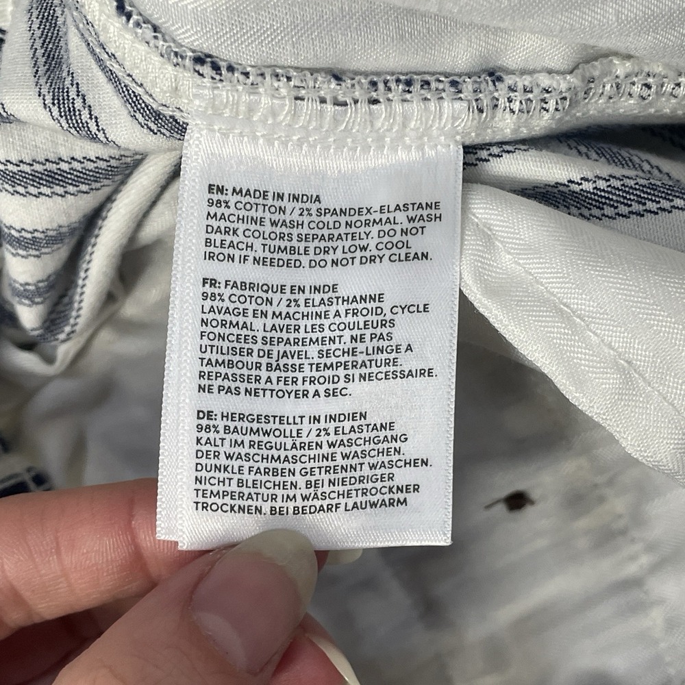 Lands End Striped Pull On Shorts Women's 14 Blue White Cotton Elastic Back - Picture 5 of 10